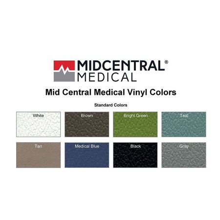 Midcentral Medical Physician Stool w/ Aluminum Base, Knob Handle, Crst. Backrest, Ht.-Med., White MCM871-CB-HM-WHT